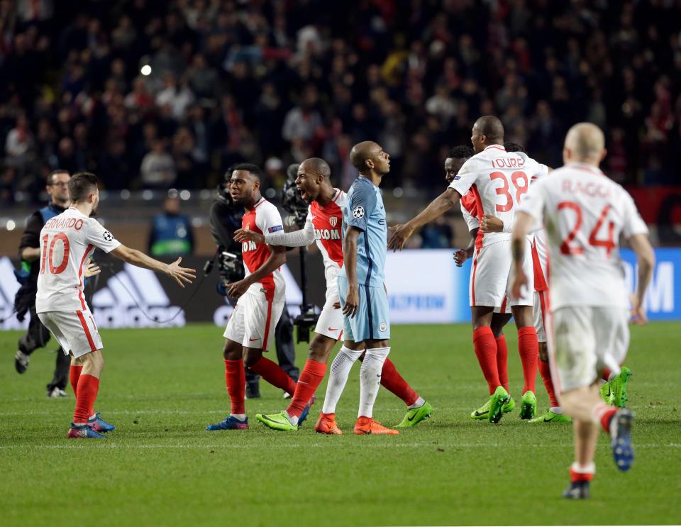  Man City were dumped out of the Champions League at Monaco