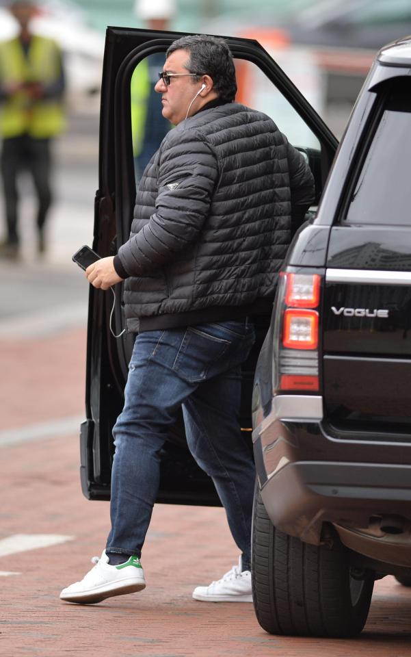  Mino Raiola was spotted leaving a taxi outside of the Lowry Hotel in Manchester