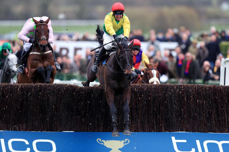  Sizing John jumps clear at the last as he storms to win the Cheltenham Gold Cup