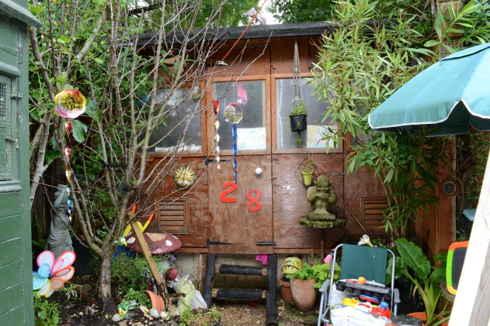  This is the garden shed where the baby's body was discovered a decade after he died