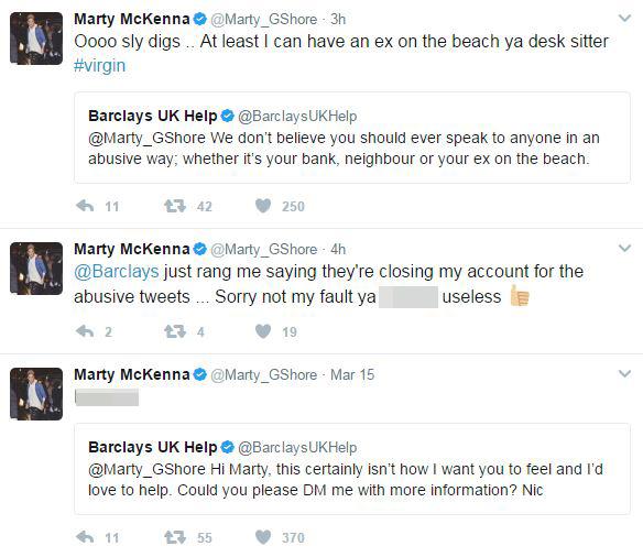  Marty McKenna let rip at his bank online