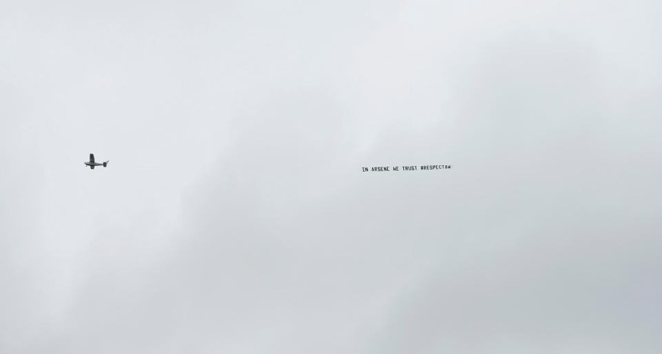  A plane also flew with the message: "No Contract #Wenger Out"