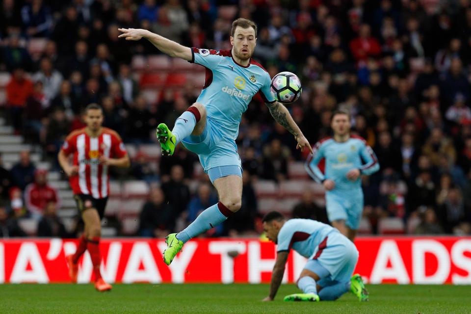  Burnley's Ashley Barnes missed two sitters during the game at the Stadium of Light