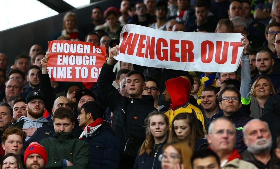  The 'Wenger Out' section of fans has snowballed to its highest level yet this year