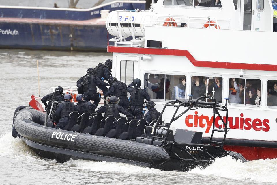  The Metropolitan Police have carried out an anti-terror training exercise on the River Thames today