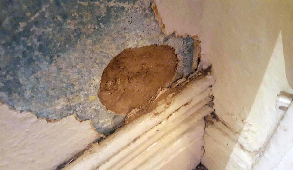 After heating her own shoes, the tot then moved on to munching on the walls and carpets