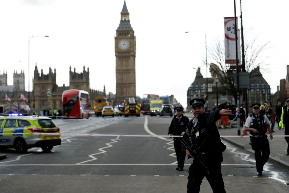  Emergency crews flooded Westminster Bridge after the attack with police confirming that it was being treated as a firearms incident