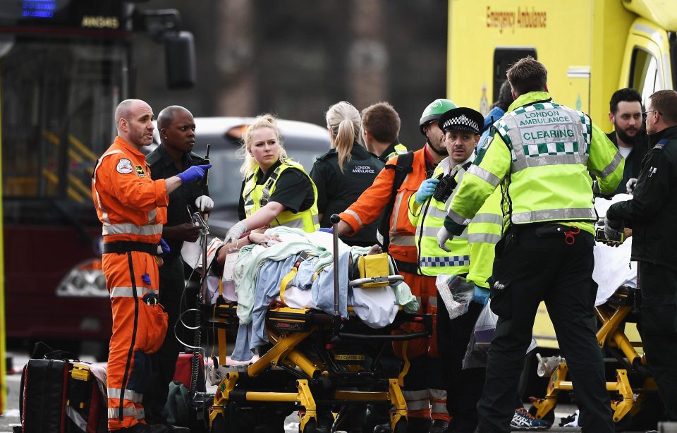  At least 20 people were injured when an attacker ploughed his car into pedestrians on Westminster Bridge and stabbed a police officer