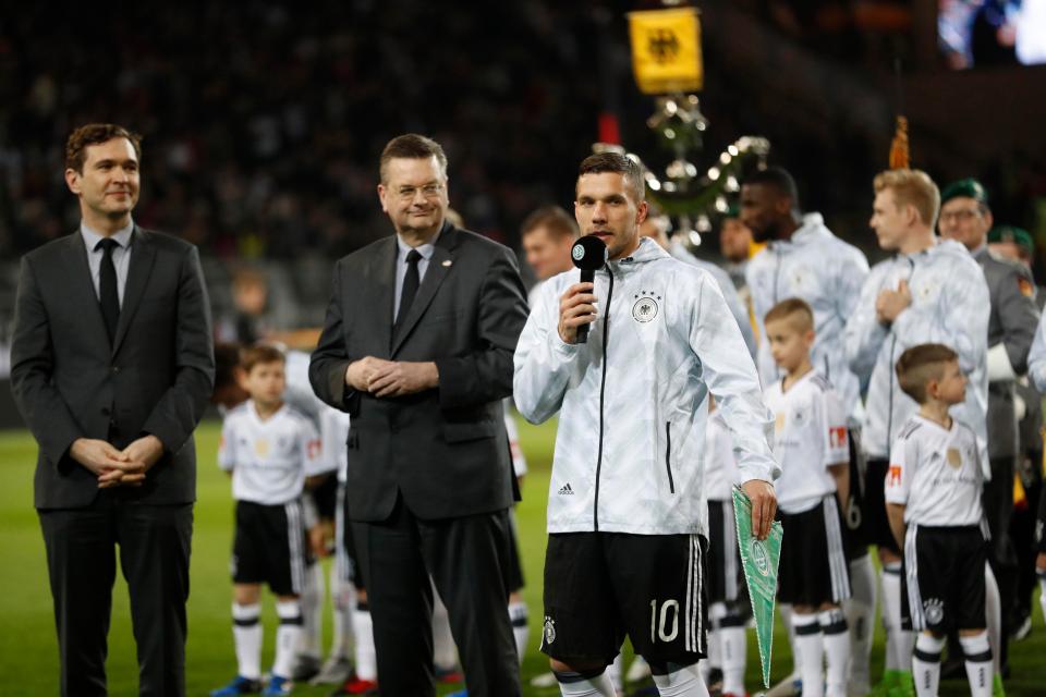 And Lukas Podolski even made a goodbye speech before the action got underway