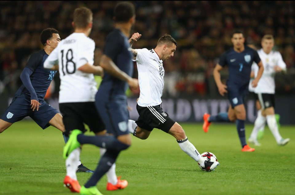 Lukas Podolski scored the only goal of the game as the Three Lions were defeated 1-0 in Dortmund