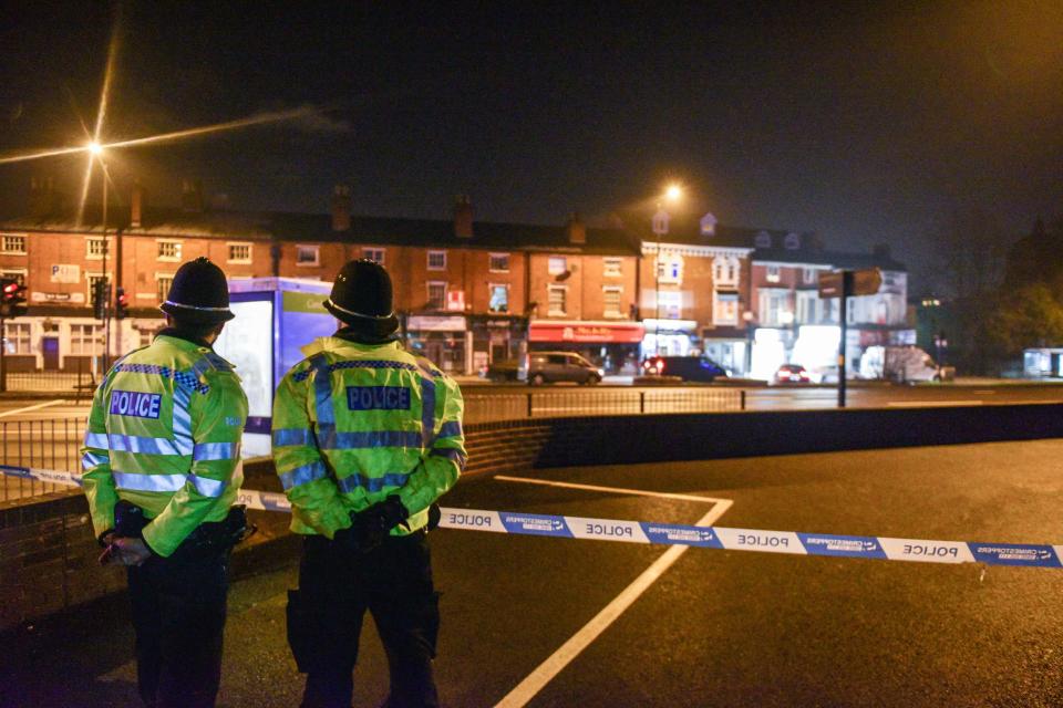  The cordon in place after armed police officers raided a flat on Hagley Road in Birmingham