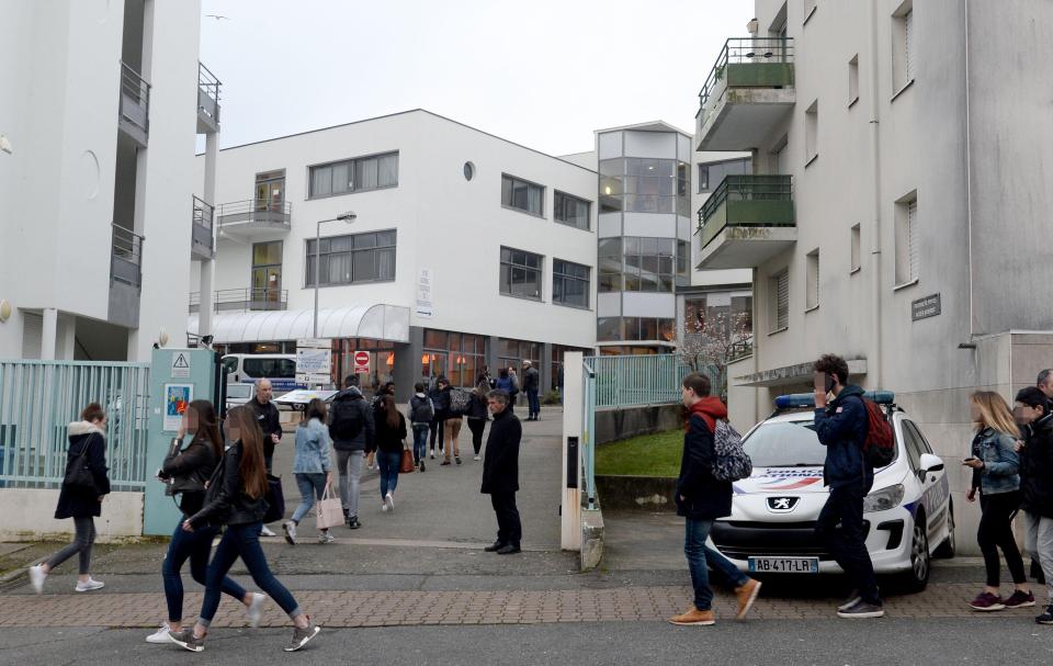  Pupils arrive at the Saint-Joseph school in Concarneau, France, whose pupils were injured in the Wesminster attack