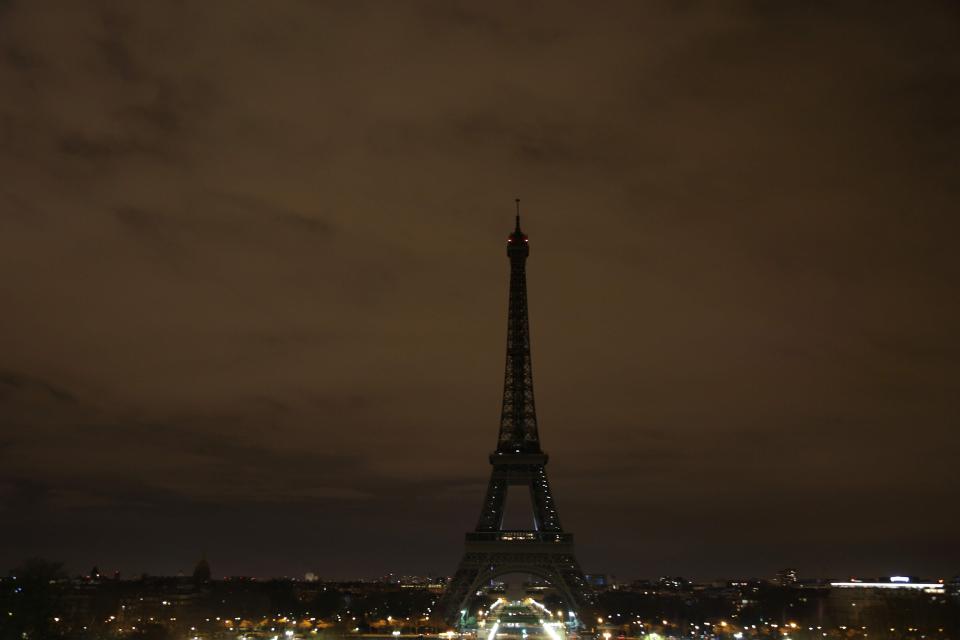  The Eiffel Tower's lights were switched off as a mark of solidarity last night