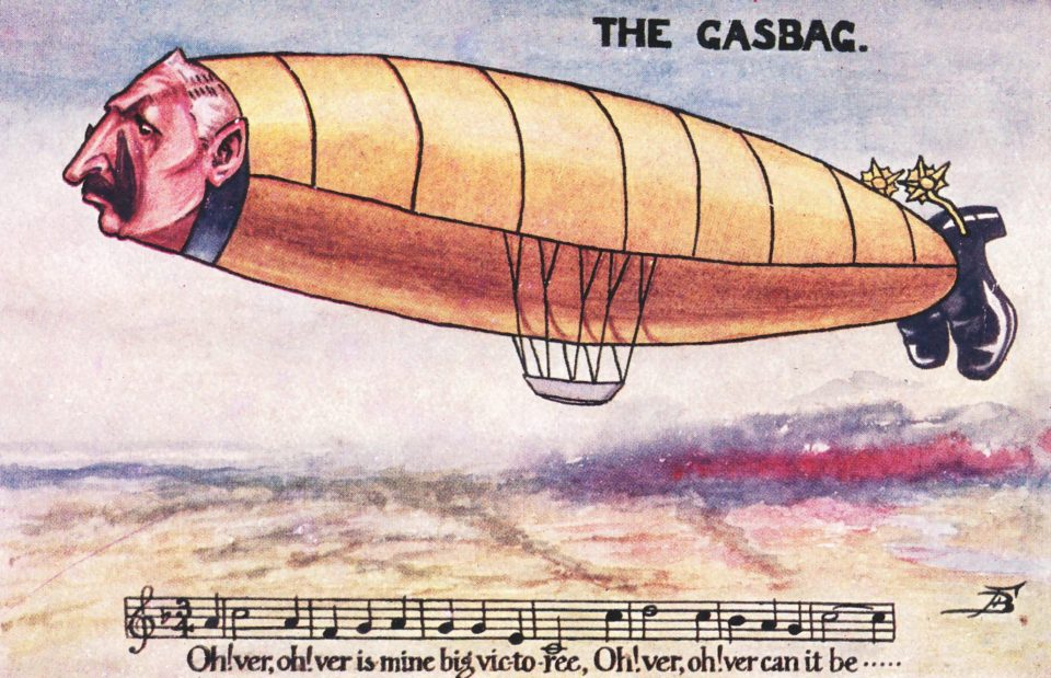  The Kaiser came in for abuse on this postcard where he is portrayed as a zeppelin