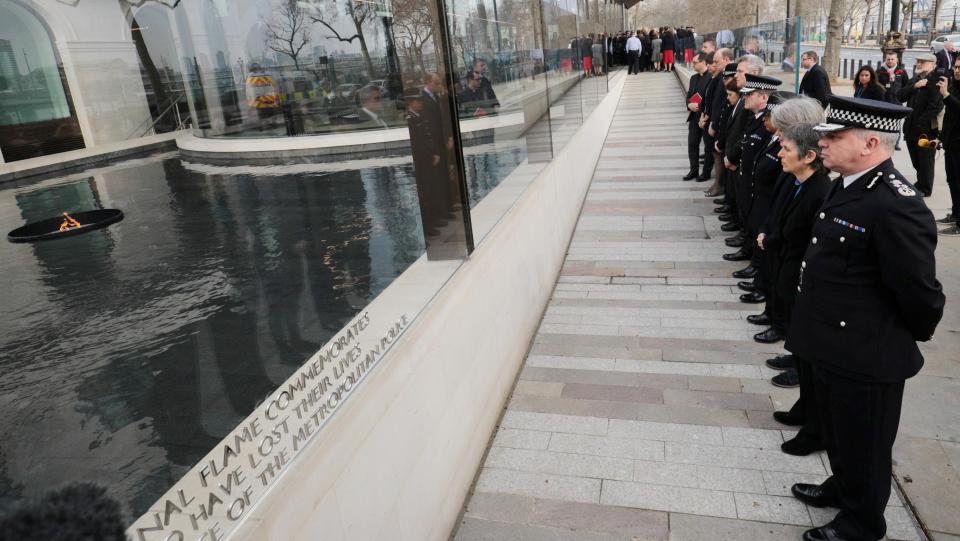  Officers formed a line as they paid their respects to the lives lost including colleague PC Keith Palmer