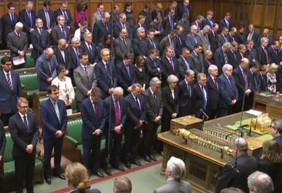  MPs pay their respects to those killed and injured in the terror attack with a minute's silence this morning