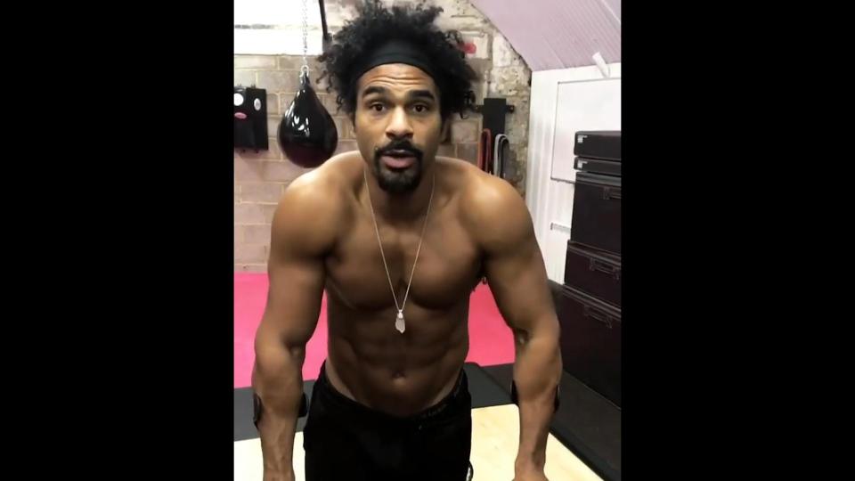  David Haye hobbled around his gym on crutches