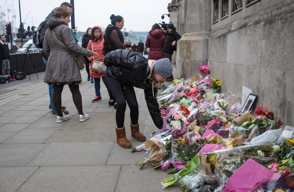  Flowers were laid outside the Houses of Parliament following the terror attack on Westminster on March 24