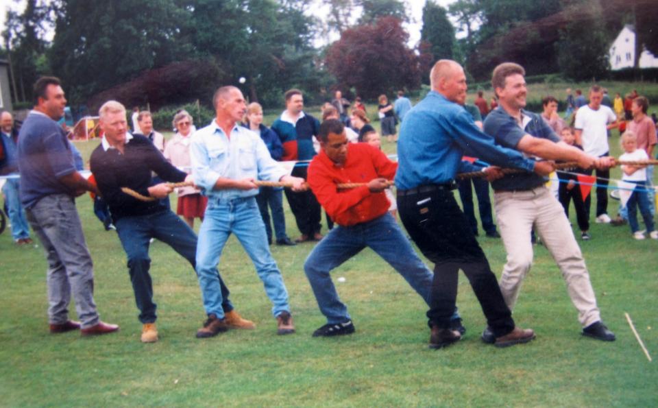  The killer pictured during a game of tug and war