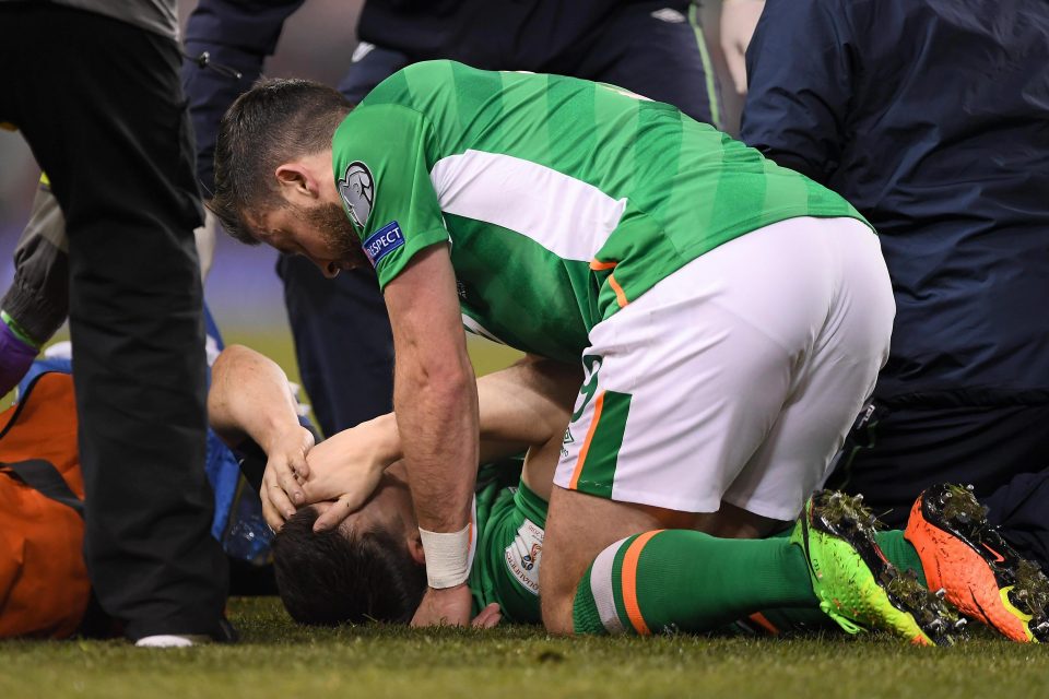  Shane long rushed to the scene to comfort Coleman