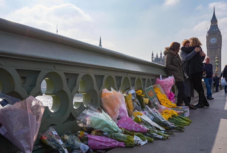  Floral tributes were laid along Westminster Bridge after the terror attack in March