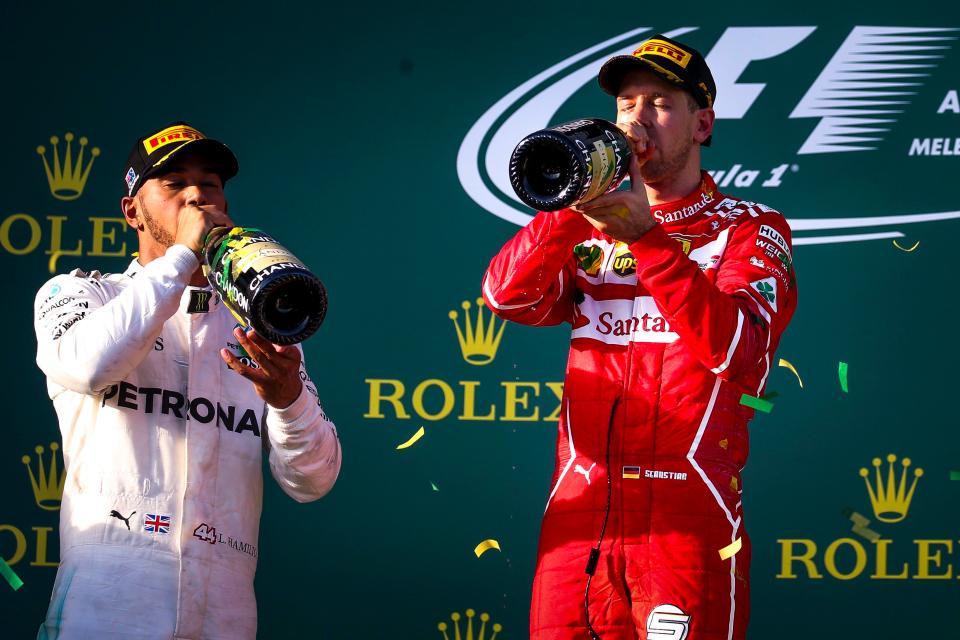  Rival Sebastian Vettel won the race after an ill-advised pitstop from Hamilton