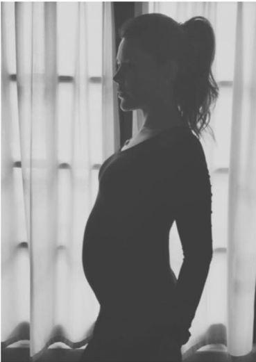  Danielle confirmed her pregnancy with this bump picture