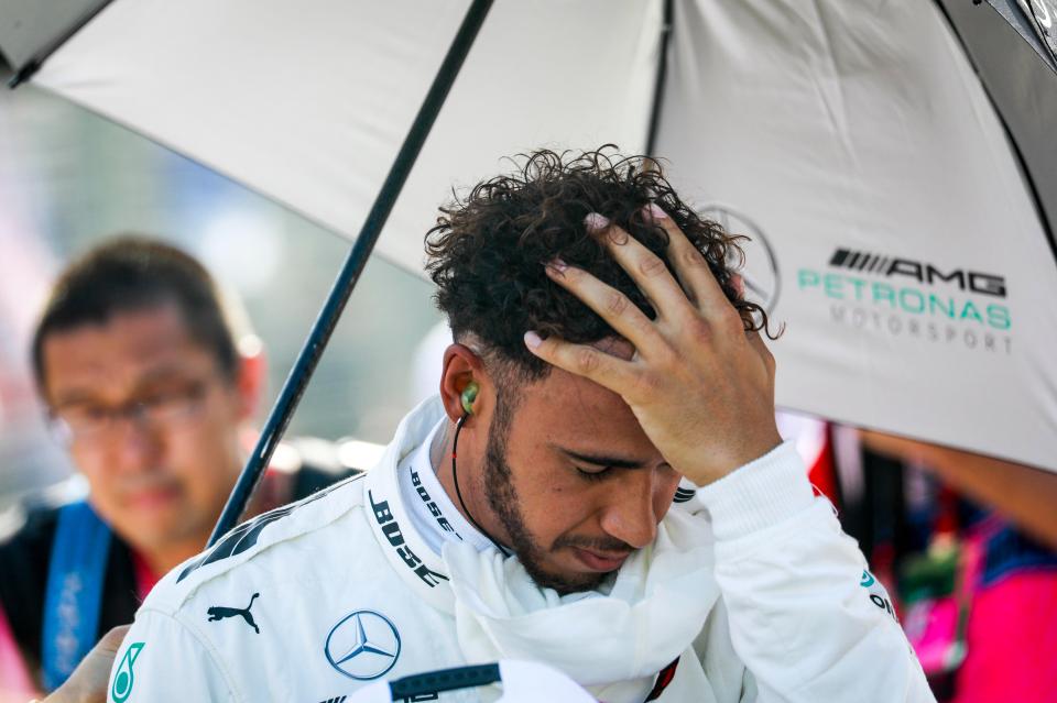  The British driver reacts after coming second in Melbourne