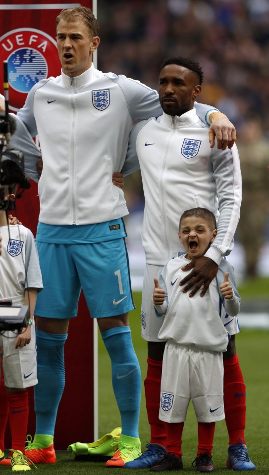 Bradley led England out at Wembley on Sunday, hand in hand with Defoe