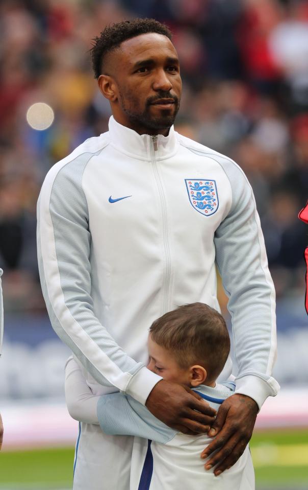  Bradley was a mascot at the England vs Lithuania game on Sunday when Defoe opened the scoring