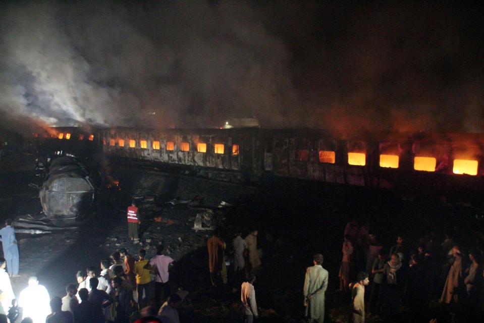 The fire quickly spread through the carriages 