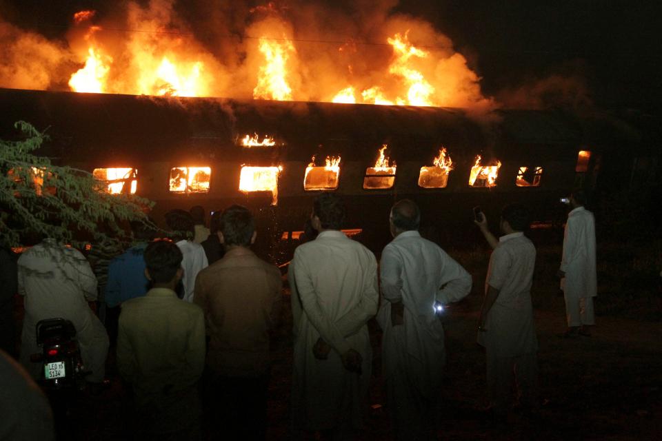 Scenes of horror after a train crashed in eastern Punjab in Pakistan 