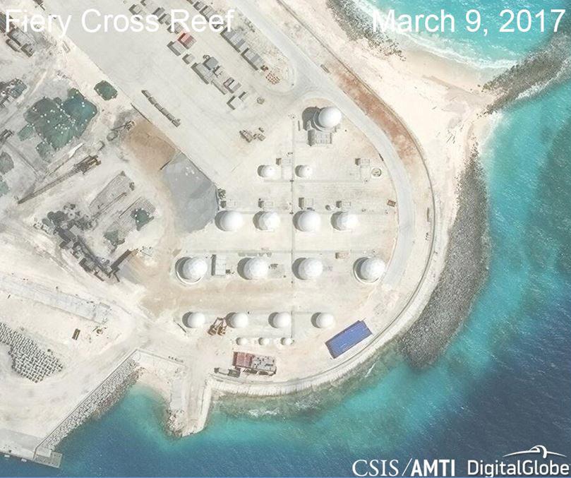  Satellite images showing missile pads have been released amid warnings from the US about China's behaviour in the region