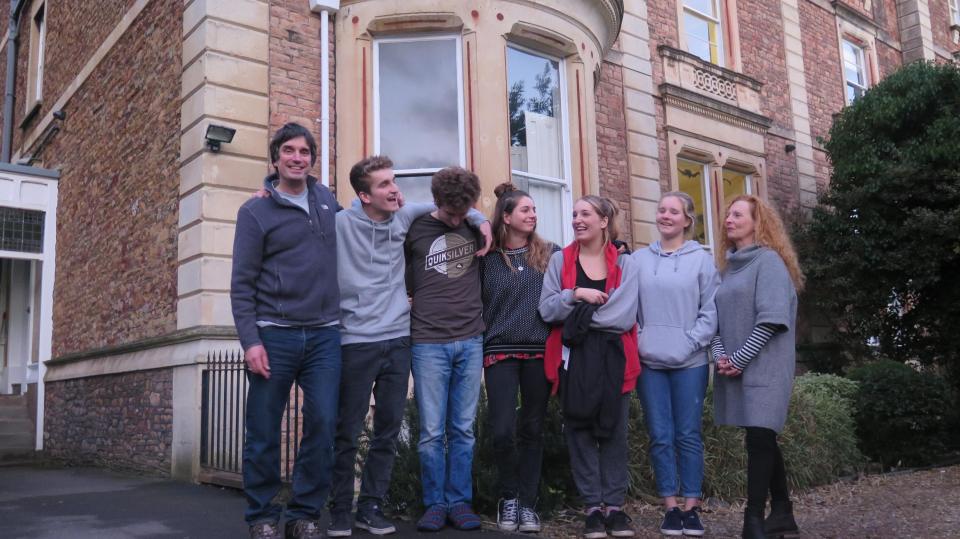  The Caddys outside their seven-bed house in Bristol