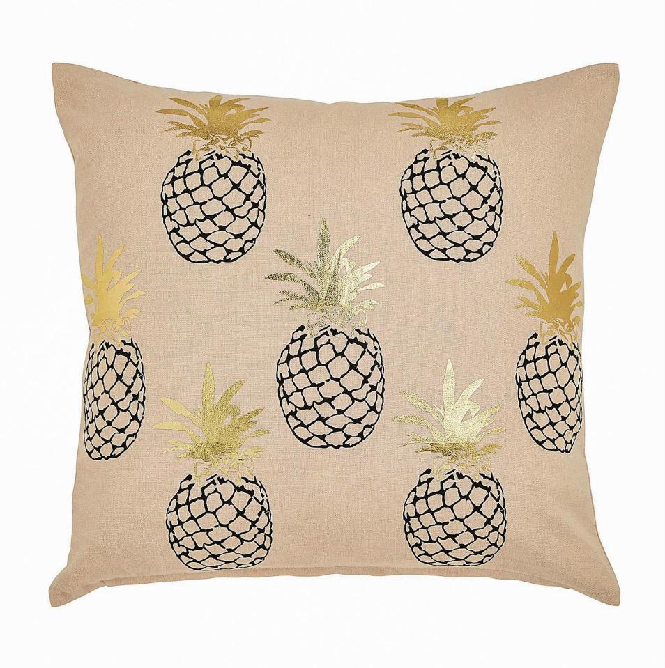  Pineapple cushion, £12: 'Retro pineapples are back in style and this print makes me smile'