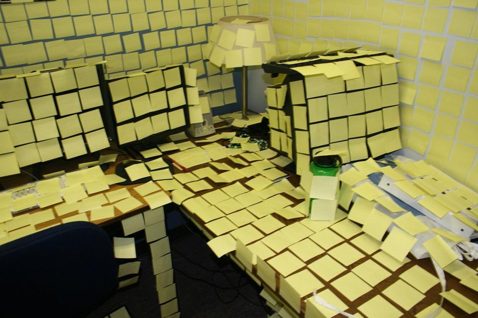  Cover their bedroom in sticky notes... it will take them hours to clean up