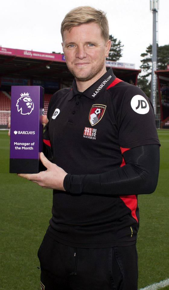  Eddie Howe bagged the manager of the month gong