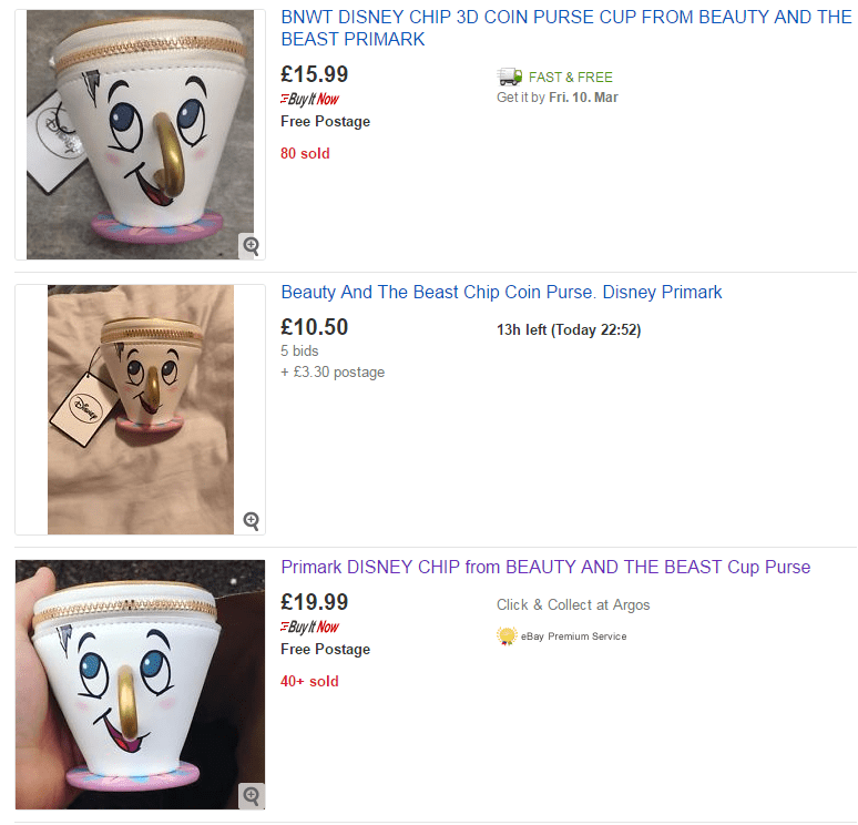  The Beauty and the Beast Chip purse has been selling for five times the price on eBay