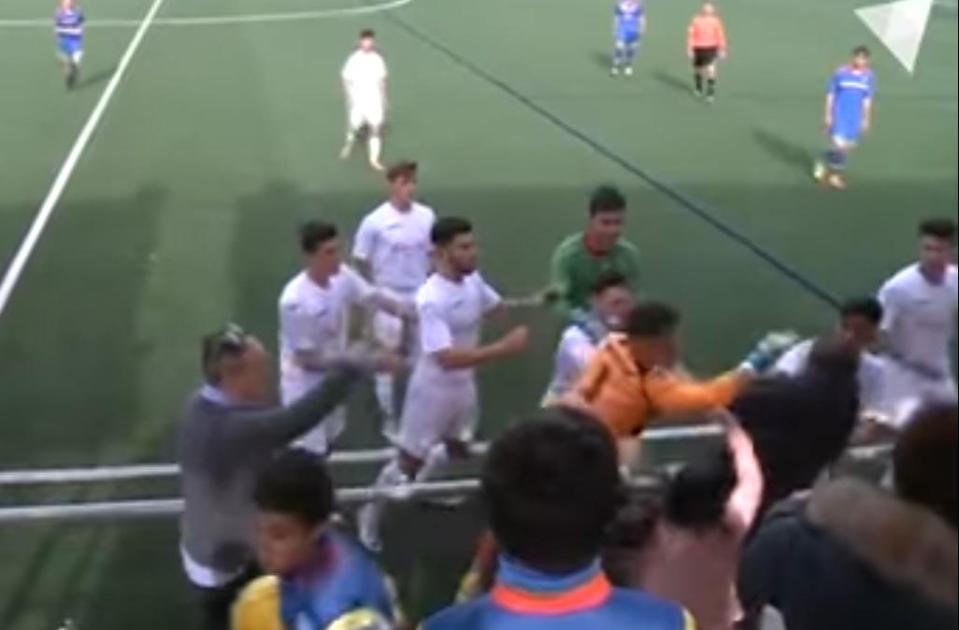  Players and fans clashed after a player saw red