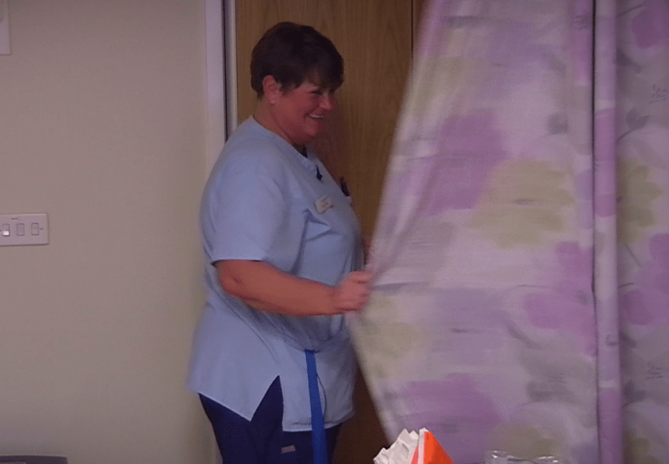  Health care assistant Olwen left the room in fits of laughter as Louise yelled about her 'Mary'