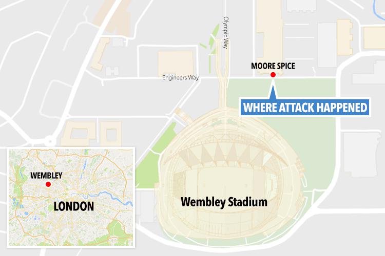  The attack happened on Engineers Way opposite the Moore Spice restaurant not far from the stadium