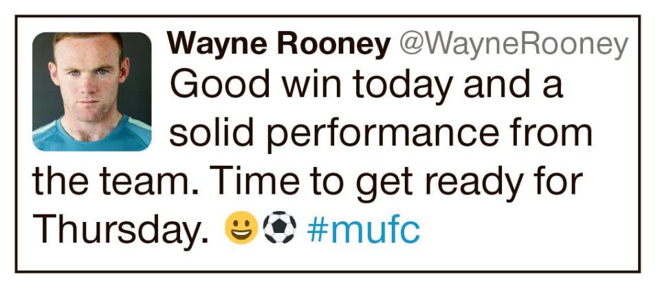  Ace plays at home . . . Rooney tweets after scoring against Burnley