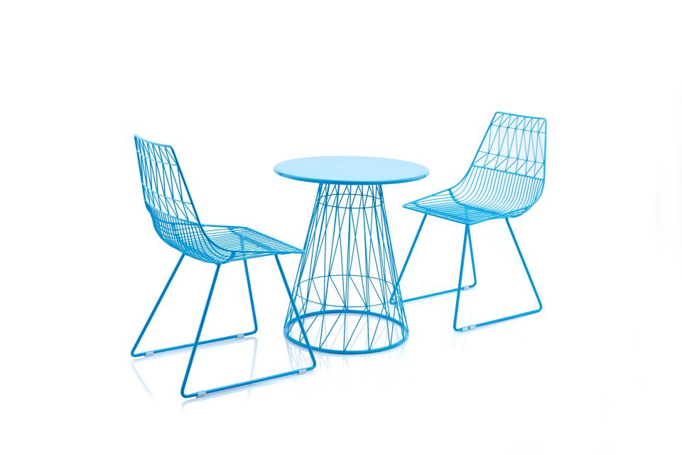  This bistro table and chair set is designed for the garden - but there's no reason why you couldn't have them inside