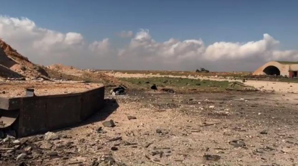  Rubble can be seen strewn across the area in the aftermath