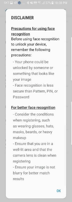 This Samsung disclaimer might put you off using its facial recognition feature