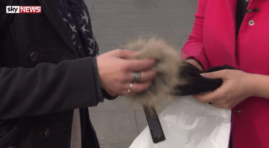  A pom-pom on a beanie hat from another shop was made from Raccoon Dog fur