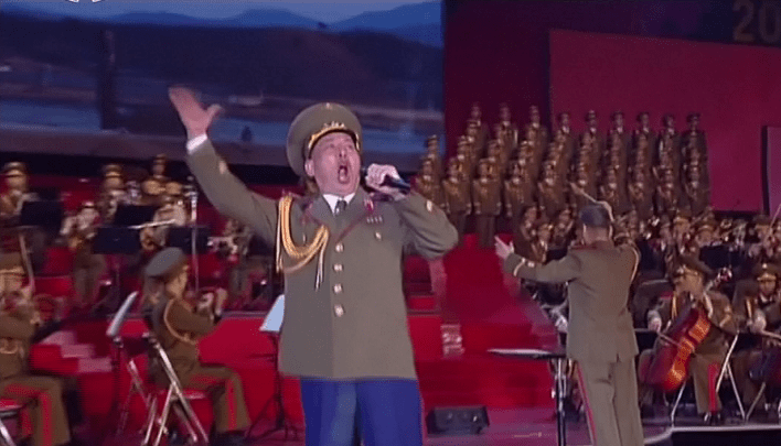  A bizarre North Korean musical played at the weekend saw a military figure burst into song as an anti-America video played in the background