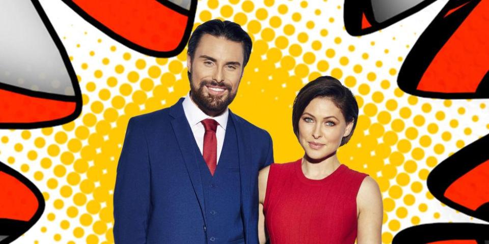  Rylan and Emma (not in party colours) might be replaced by stats and polls