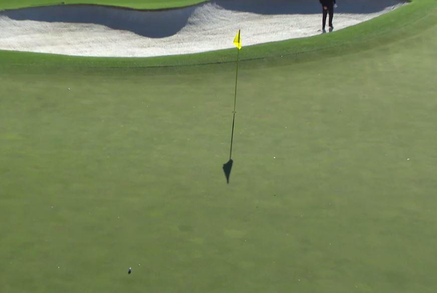  The cameraman actually lost track of the ball it was hit so far past the hole