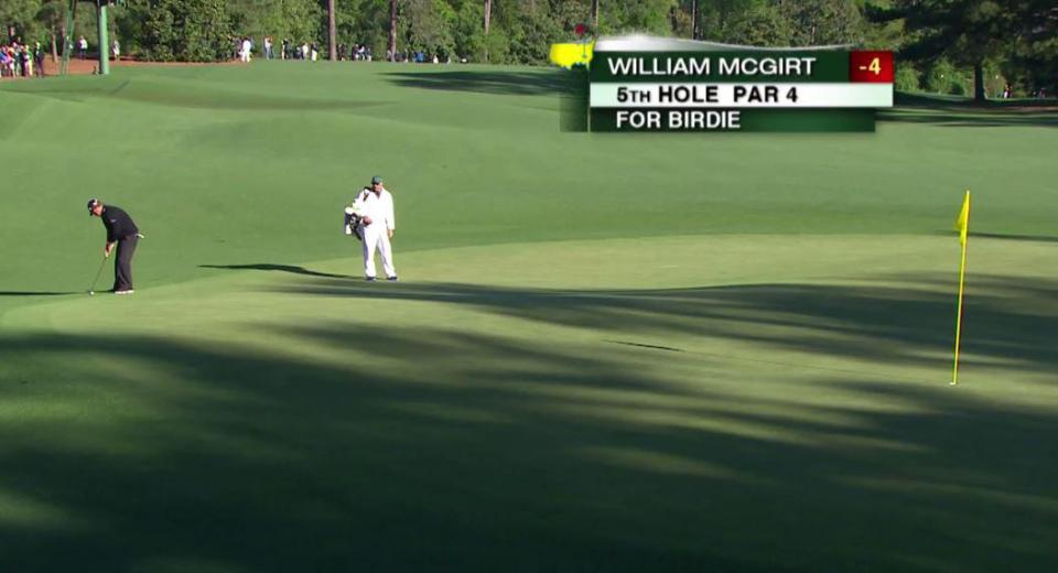  Will McGirt left his first putt embarrassingly short before he holed the next monster one for an unlikely par